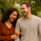 Couple laughing naturally while walking outdoors, representing authenticity in dating.