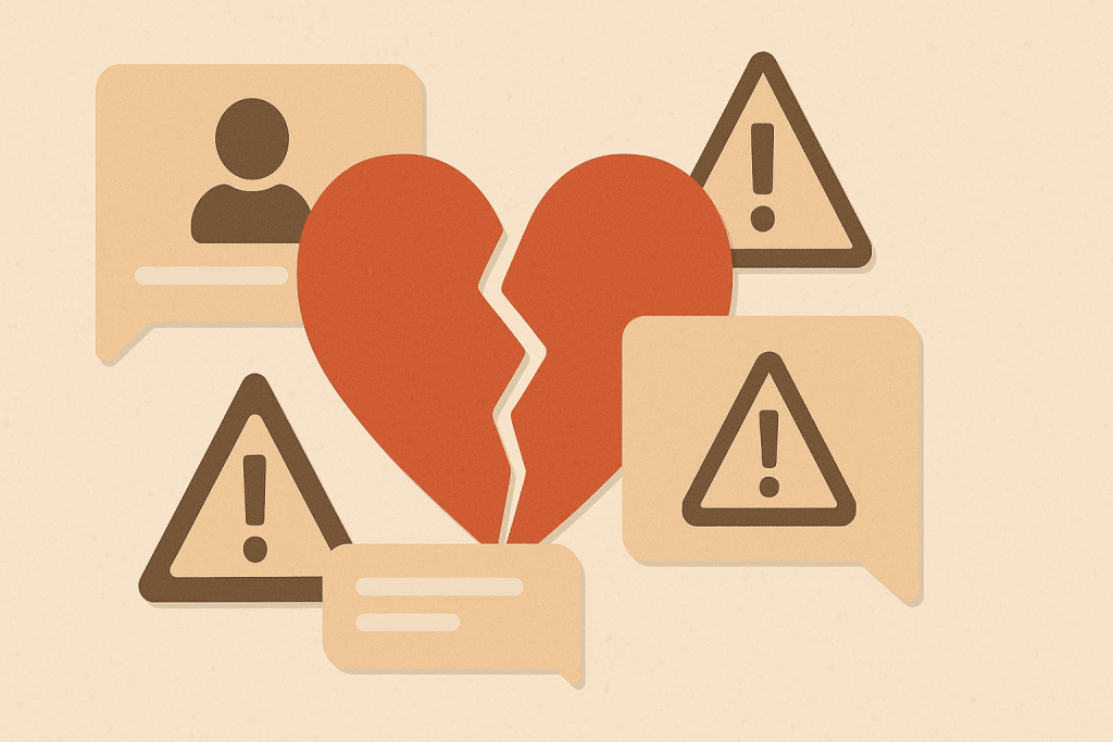 Visual concept of real dating scam stories and awareness