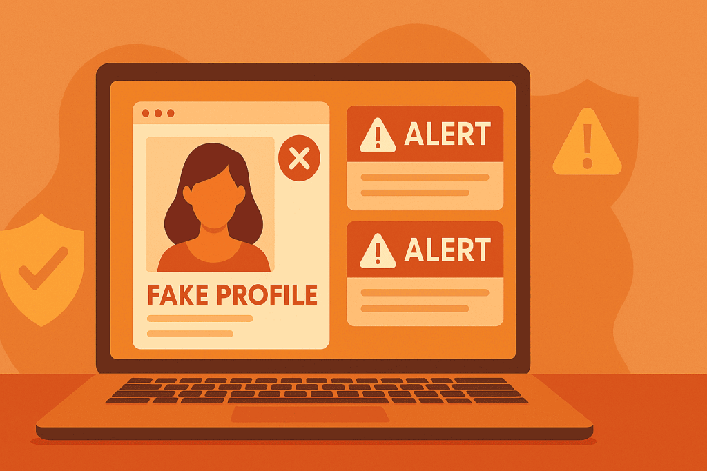 Illustration representing online dating fraud awareness
