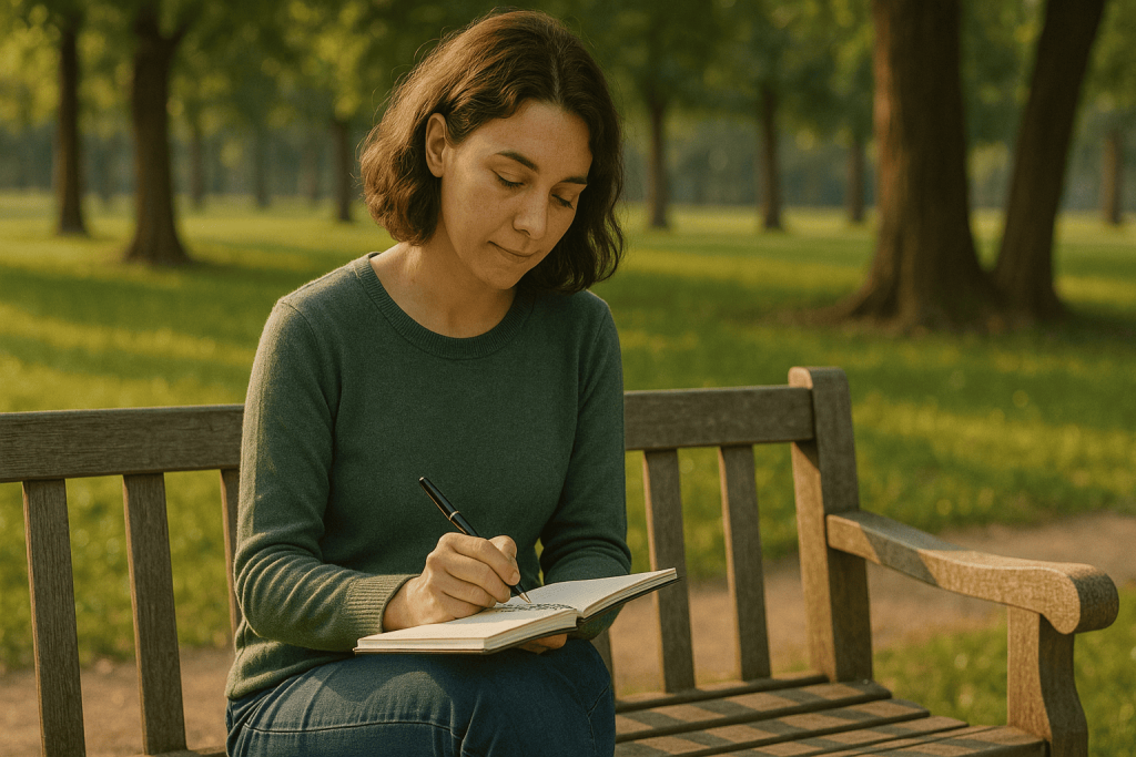 Person smiling peacefully outdoors after emotional recovery