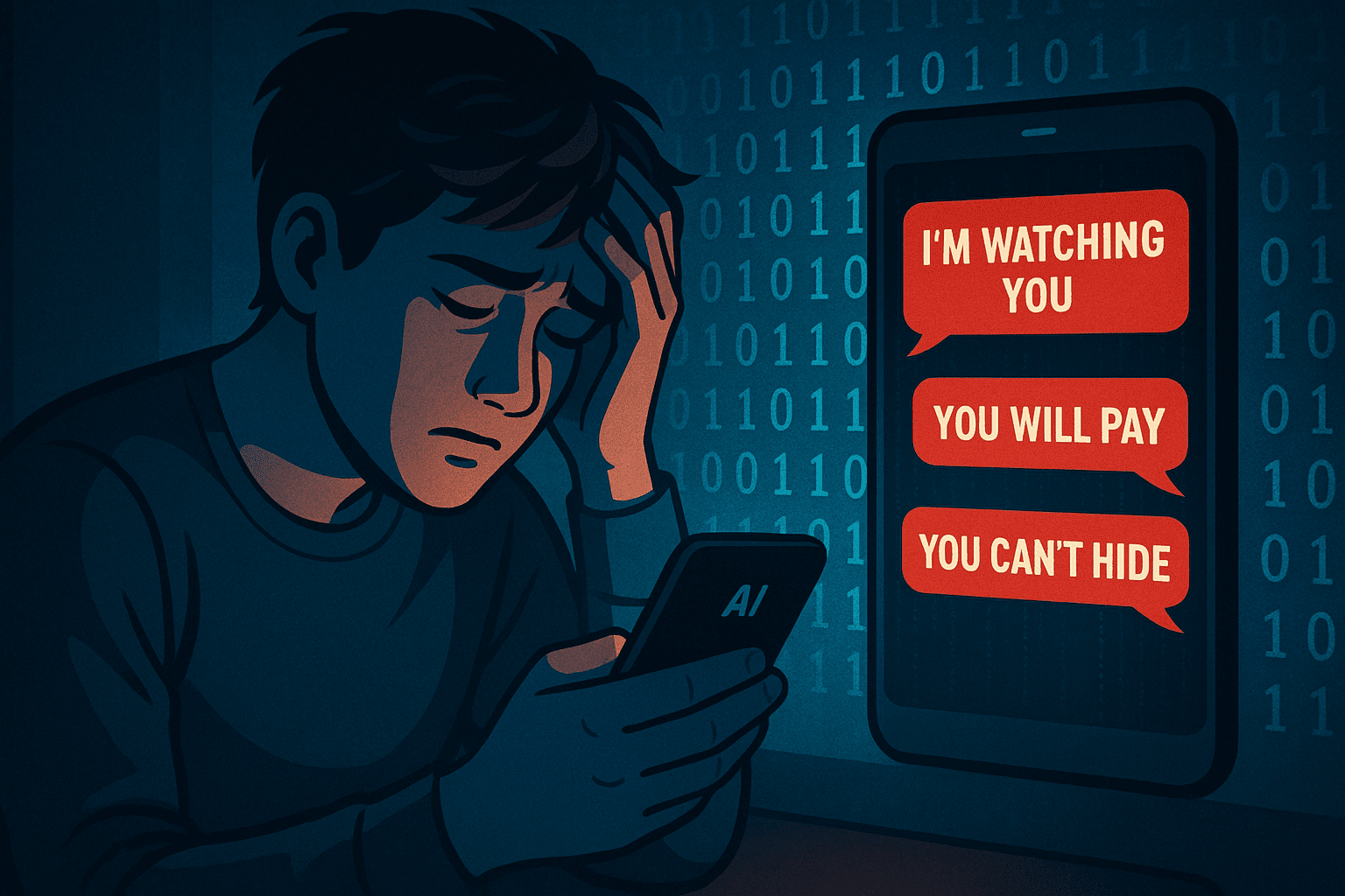 Victim stressed while facing AI-powered extortion on phone