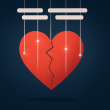 Illustration of emotional manipulation during romance fraud showing a heart connected to digital strings.