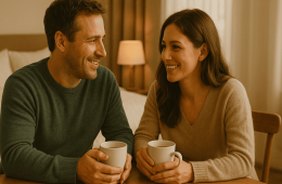 Couple holding hands rebuilding trust after a difficult time