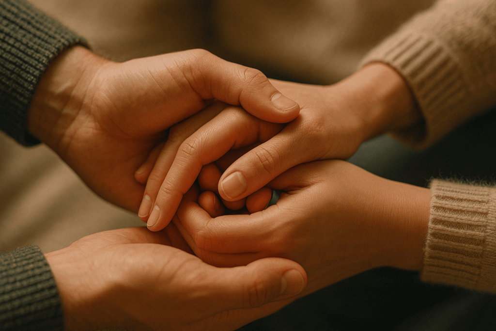Couple holding hands symbolizing emotional healing