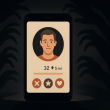 Shadowy figure on a dating app screen warning of romance scam