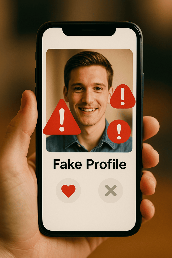 Fake dating profile showing a stolen photo used by a scammer