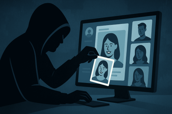 scammer downloading personal photos from the internet