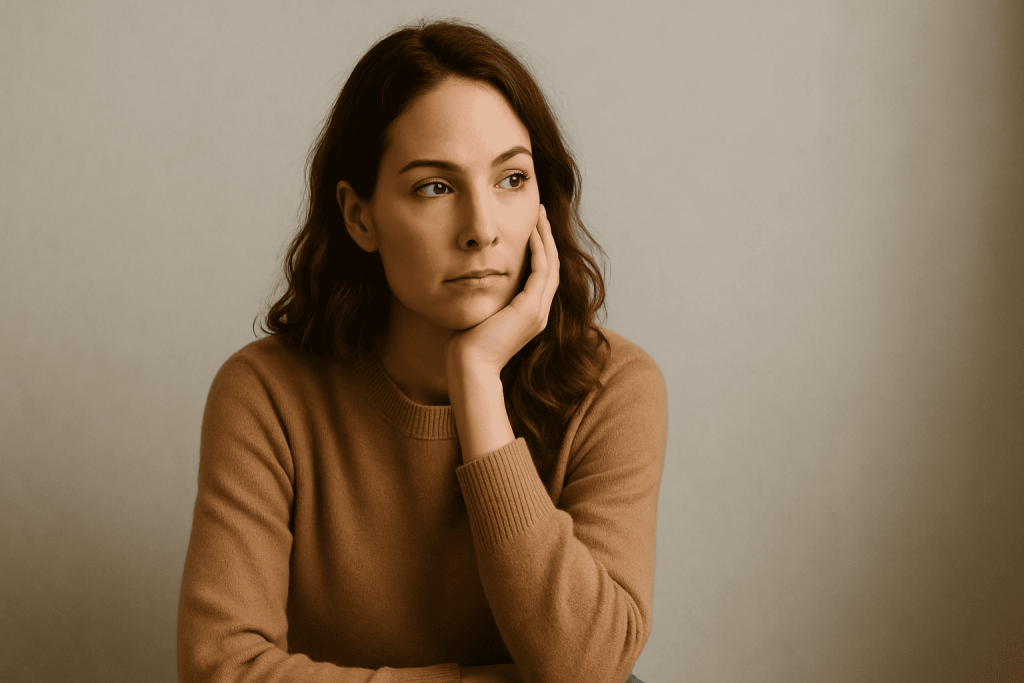 Person thinking carefully, trusting their gut feeling