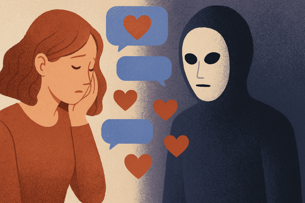 Visual showing emotional manipulation in online relationships