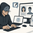 Illustration showing modern catfish using technology to fake identities