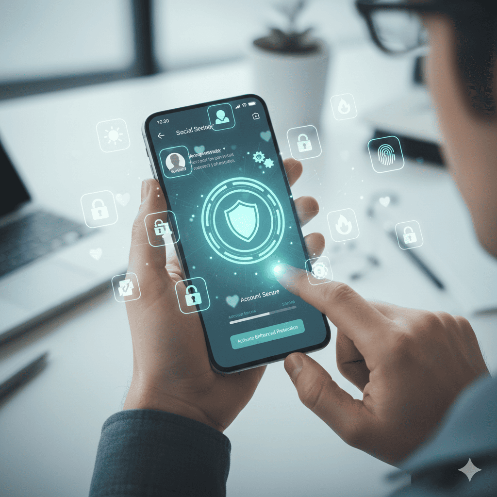  User protecting social media account from scams