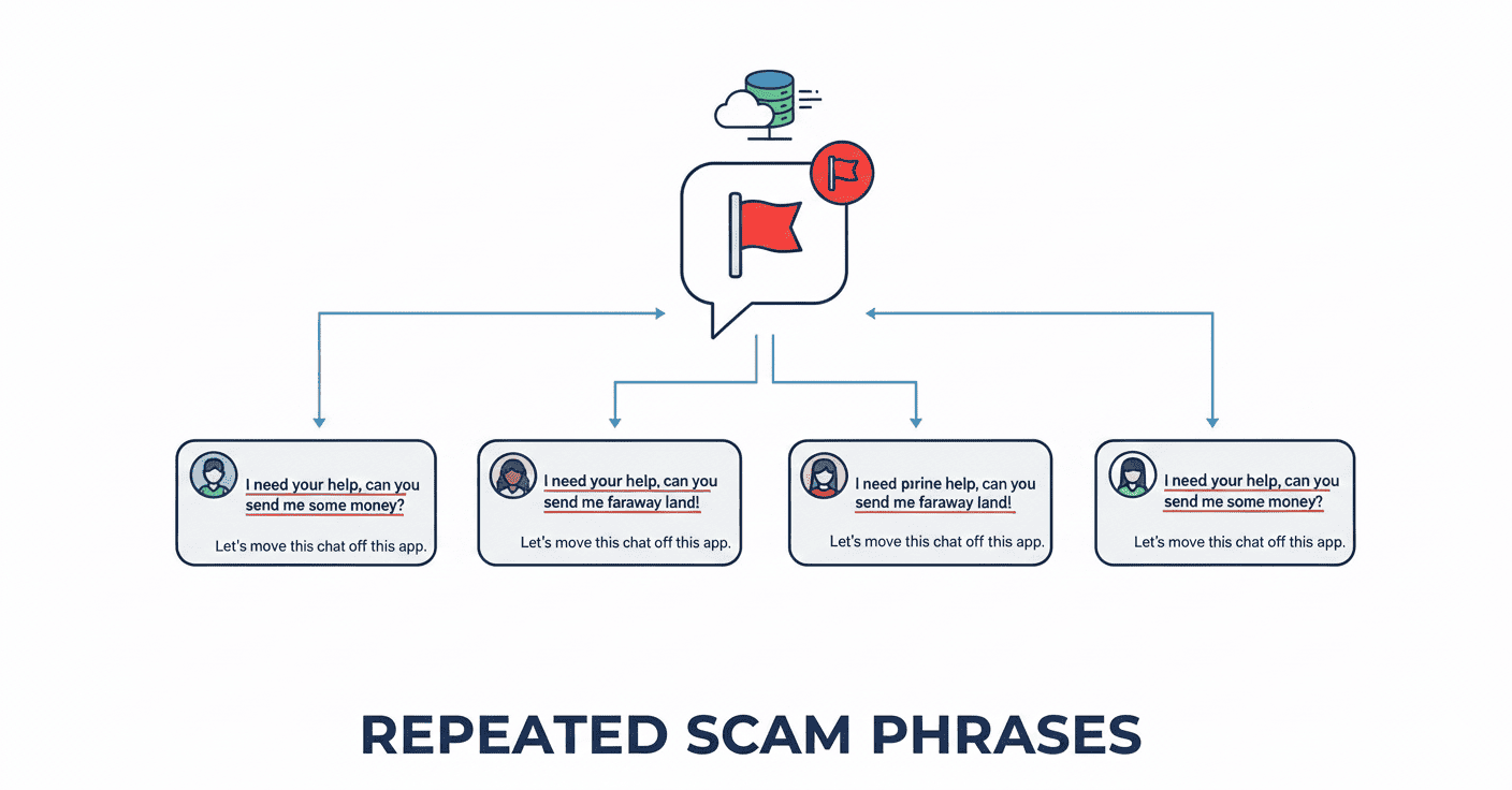 Repeated scam message patterns